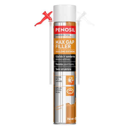 PENOSIL Max Gap Filler - šiaudelinės sandarinimo putos didelėms ertmėms