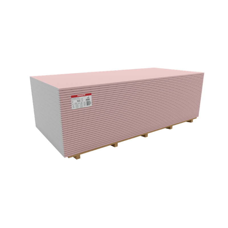 Ugniai atsparios plokštės GKF 12,5 mm (Raudona)